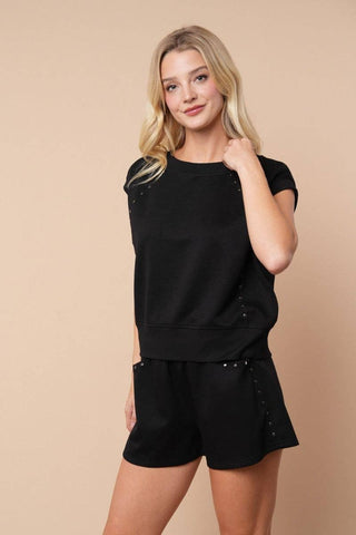 Short Sleeve Solid Knit Top |SFB