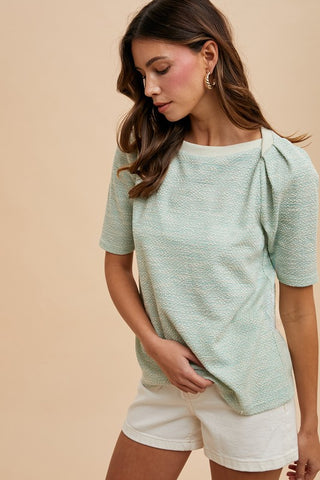 Boucle Textured Boatneck Knit Top |SFB