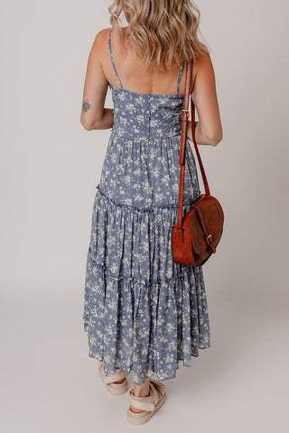 Frilled V Neck Tiered Midi Dress |SFB