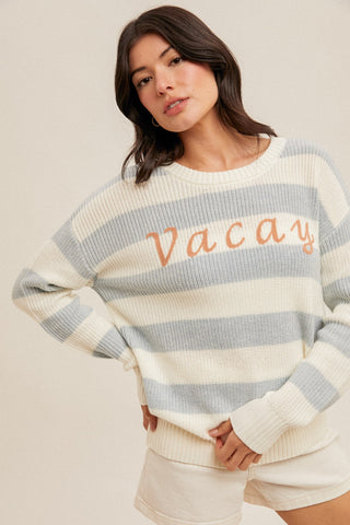 Crew Neck Striped Vacay Sweater |SFB