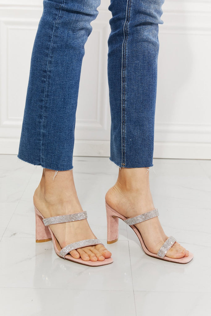 Leave A Little Sparkle Rhinestone Block Heel Sandal in Pink |SFB
