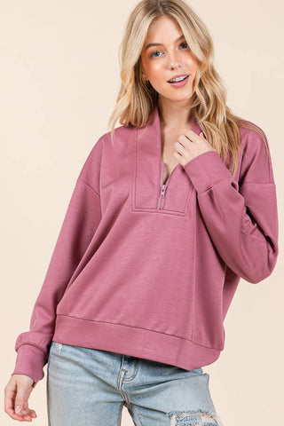 Scuba Zip Up Loose Long Sleeve Sweatshirt |SFB