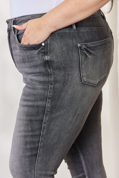 Judy Blue Full Size High Waist Tummy Control Release Hem Skinny Jeans |SFB