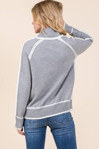 Contrast Panel High Neck Sweater |SFB