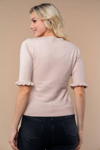 Half Sleeve Solid Knit Top |SFB