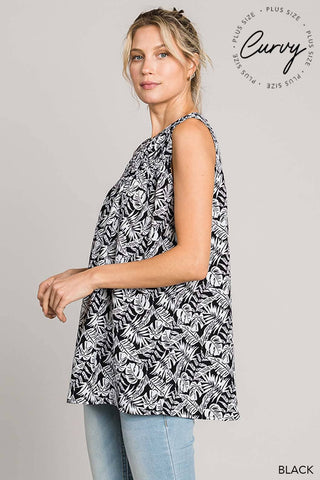 Plus Casual Tropical Print Blouse |SFB