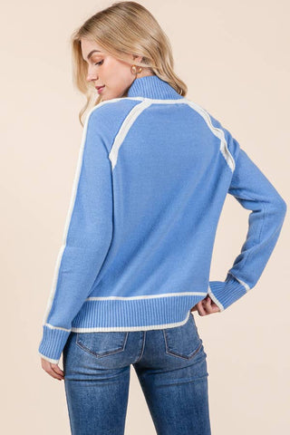 Contrast Panel High Neck Sweater |SFB