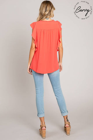 Coral Sleeveless Ruffle Top |SFB