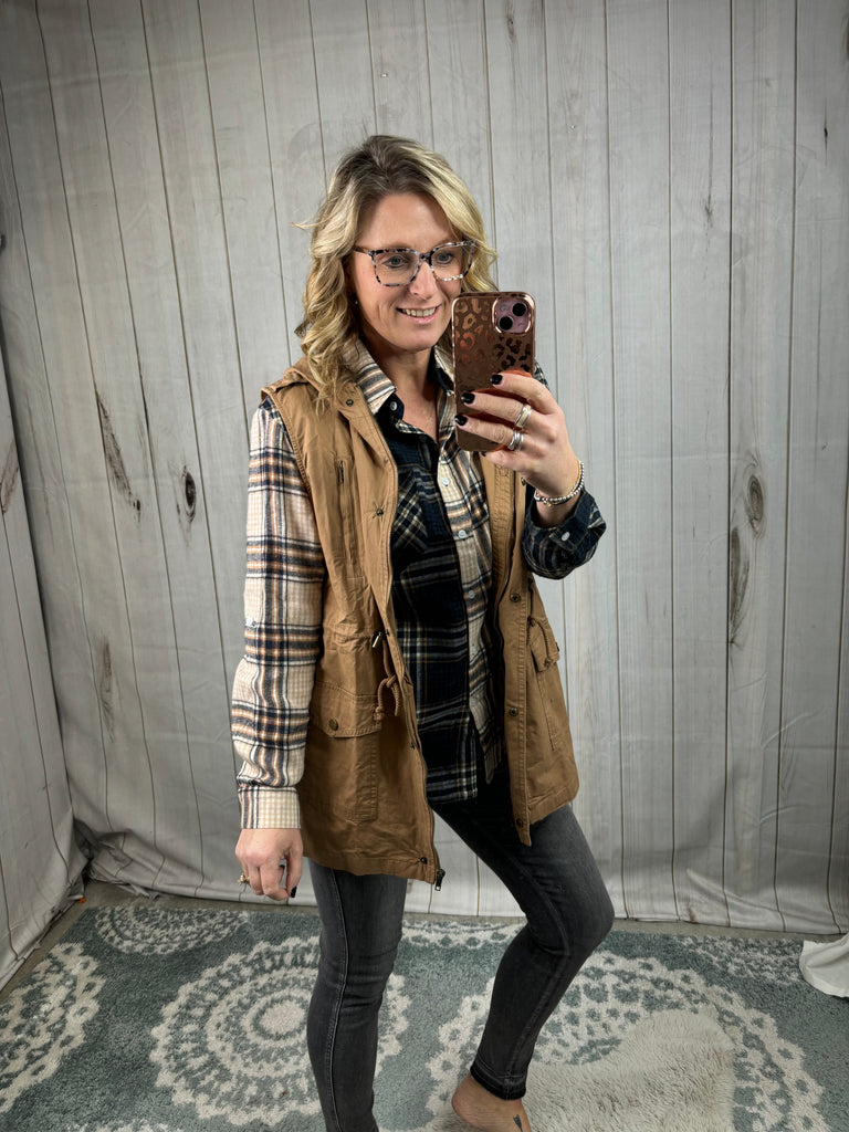 Tan and Navy Flannel |SFB