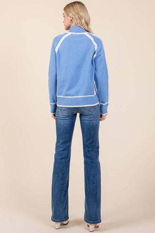 Contrast Panel High Neck Sweater |SFB