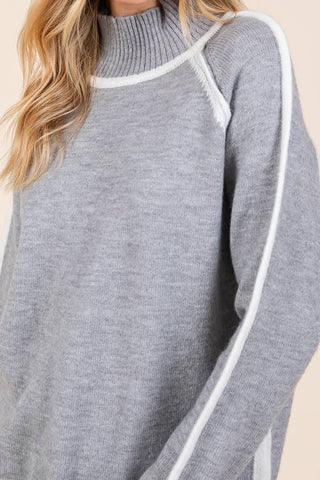 Contrast Panel High Neck Sweater |SFB