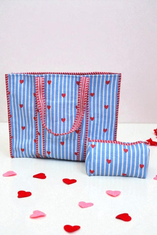 SC - Sweet on You Blue Tote and Cosmetic Bag Set
