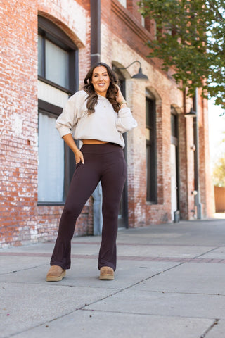 *Ready to Ship | The Brandy - Brown Flare Leggings WITH POCKETS - Luxe Leggings by Julia Rose®