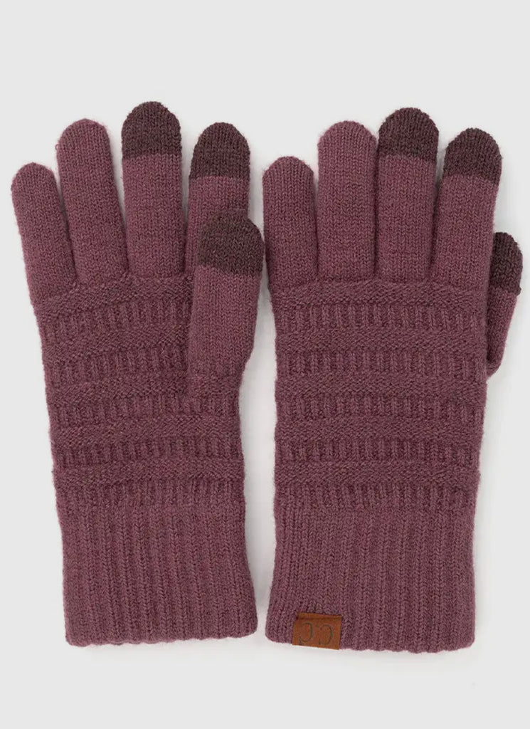C.C Solid Ribbed Knit Glove |SFB
