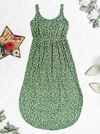 Reagan Ribbed Midi Dress - Olive Floral | SFB