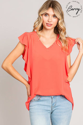 Coral Sleeveless Ruffle Top |SFB