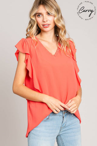 Coral Sleeveless Ruffle Top |SFB