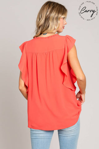 Coral Sleeveless Ruffle Top |SFB