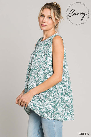 Plus Casual Tropical Print Blouse |SFB
