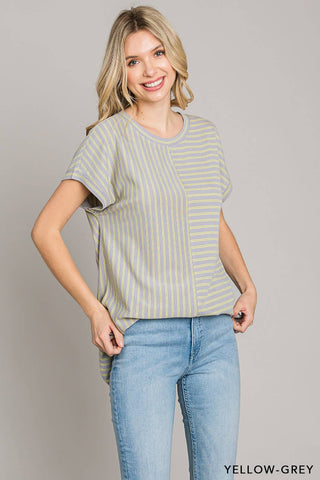 Grey and Yellow Striped Blouse - SFB