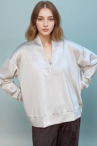 Scuba Zip Up Loose Long Sleeve Sweatshirt |SFB