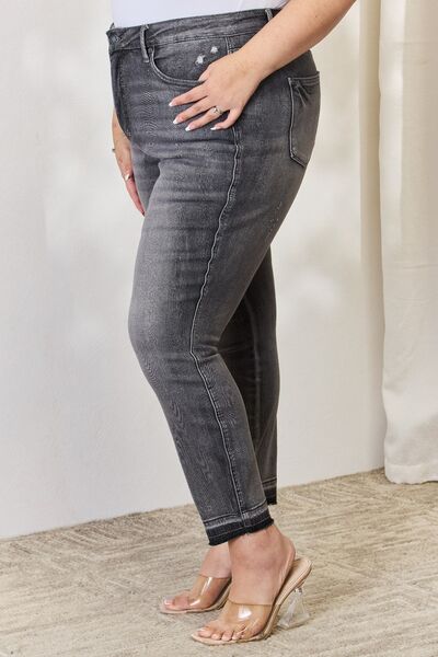 Judy Blue Full Size High Waist Tummy Control Release Hem Skinny Jeans |SFB