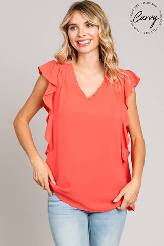 Coral Sleeveless Ruffle Top |SFB
