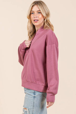 Scuba Zip Up Loose Long Sleeve Sweatshirt |SFB