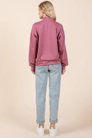 Scuba Zip Up Loose Long Sleeve Sweatshirt |SFB