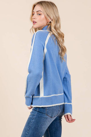 Contrast Panel High Neck Sweater |SFB