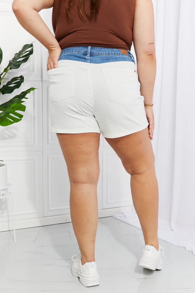 Judy Blue Desiree Full Size High Waisted Two-Tone Shorts |SFB