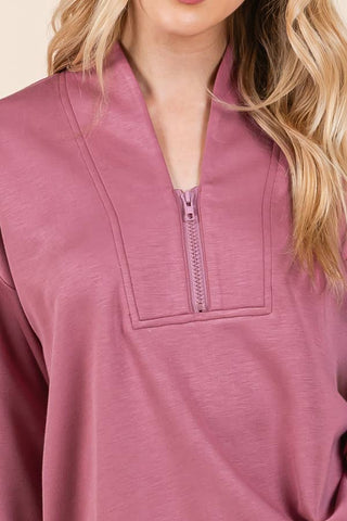 Scuba Zip Up Loose Long Sleeve Sweatshirt |SFB