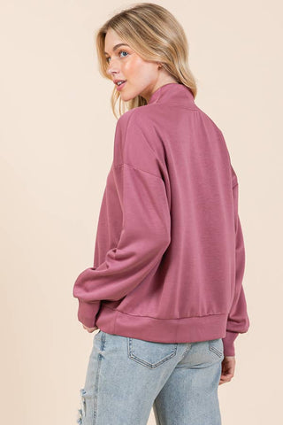 Scuba Zip Up Loose Long Sleeve Sweatshirt |SFB