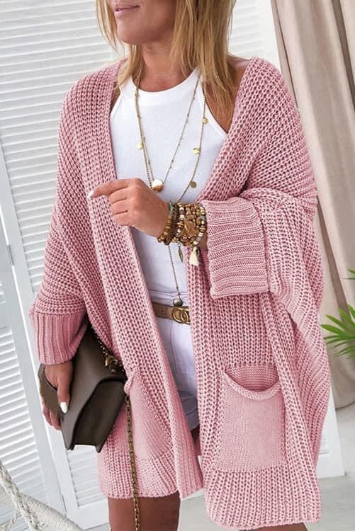 Oversized Fold Over Sleeve Sweater Cardigan |SFB