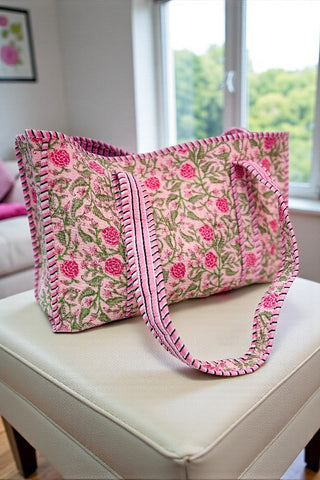 SC - Claire Pink Floral Patterned Tote Bag