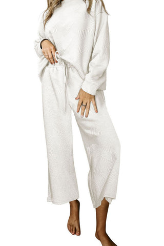 Dropped Shoulder Textured Top and Pants Set