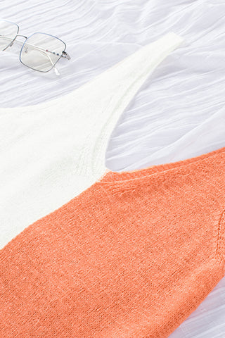 Color Block V-Neck Knitted Tank