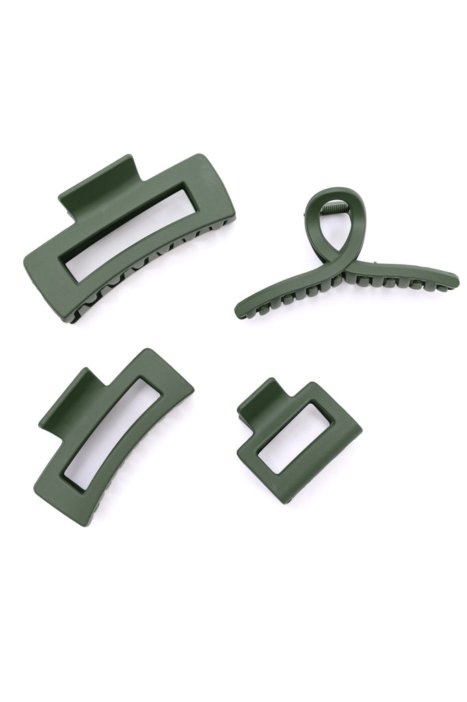 Claw Clip Set of 4 in Forest Green