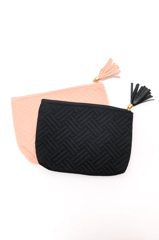 Quilted Travel Zip Pouch in Pink