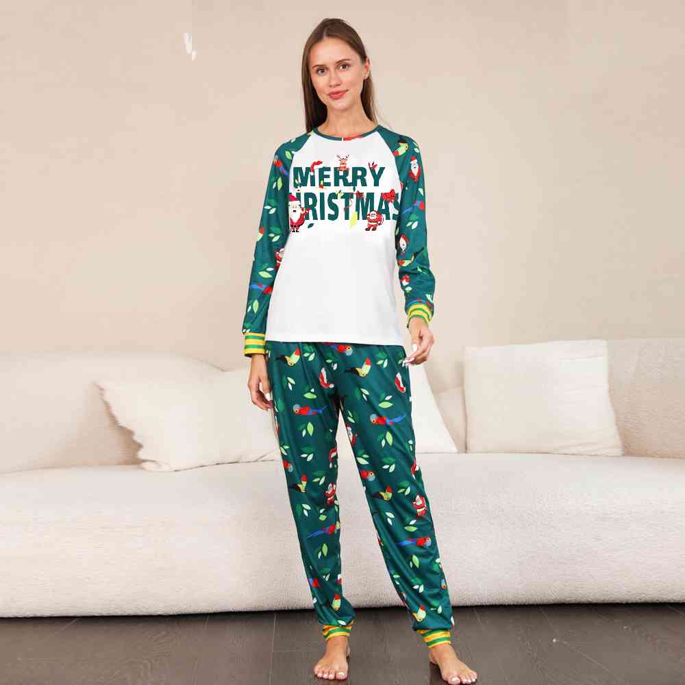 MERRY CHRISTMAS Graphic Top and Printed Pants Set