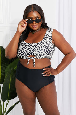 Marina West Swim Sanibel Crop Swim Top and Ruched Bottoms Set in Black